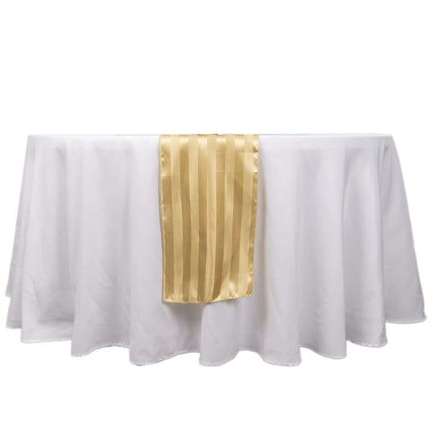 Satin 12"x108" Table Runner Champagne - Stripe Table Decor