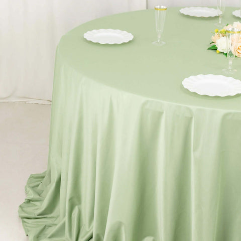 Scuba Round 132" Tablecloth Sage Green - Wrinkle Free & Stain Resistant Seamless Table Cover