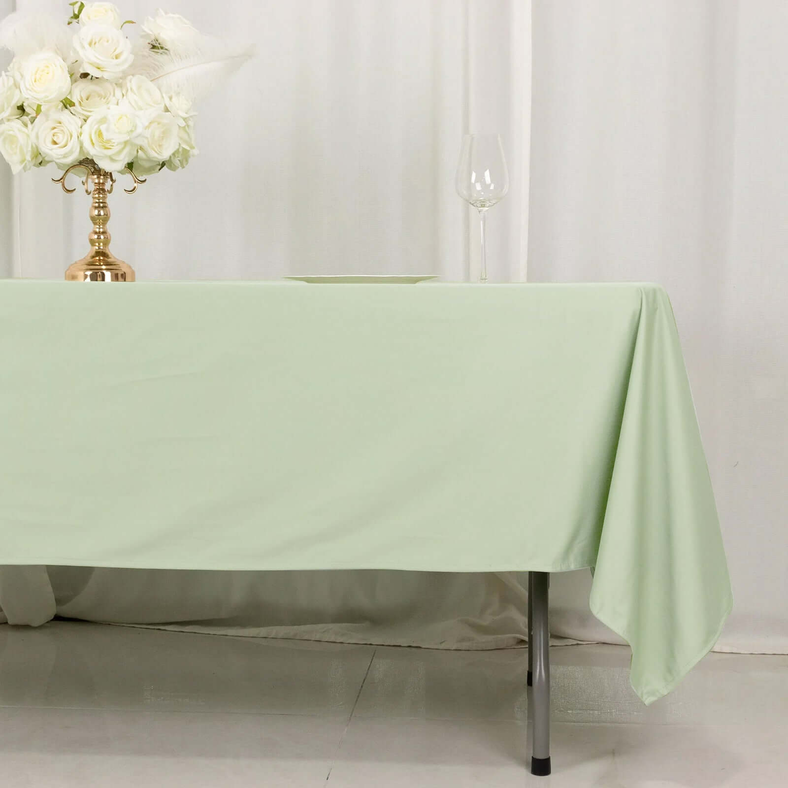 Scuba Rectangular 60"x102" Tablecloth Sage Green - Wrinkle Free & Stain Resistant Table Cover