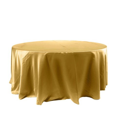 Satin 120" Round Tablecloth Gold - Stylish Seamless Table Cover for Weddings & Events