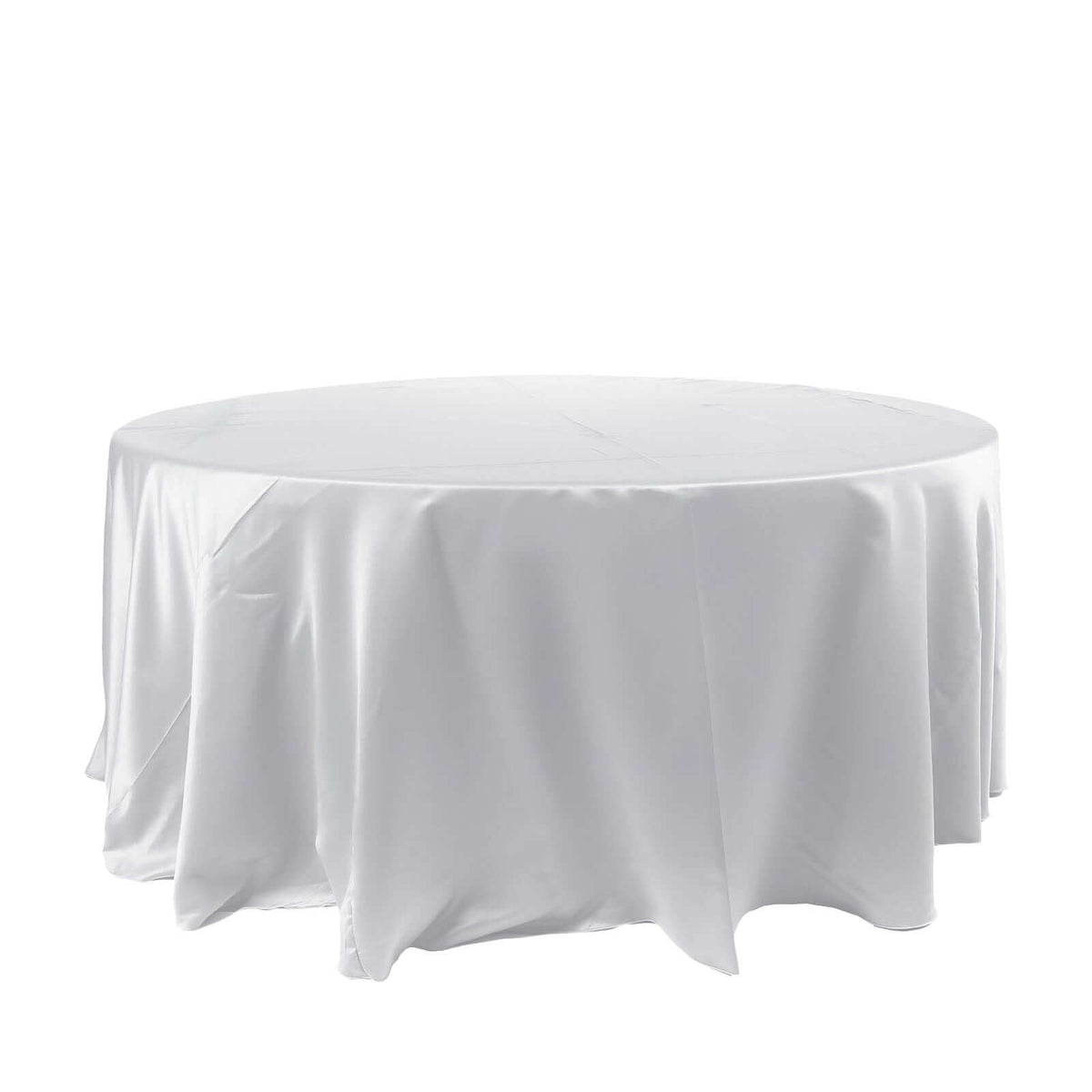 Satin 120" Round Tablecloth White - Stylish Seamless Table Cover for Weddings & Events