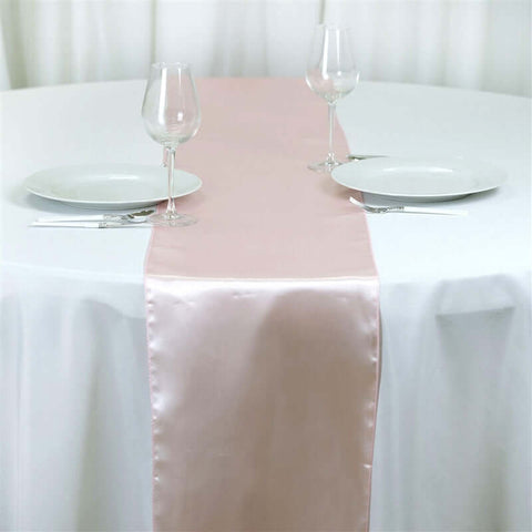 Satin 12"x108" Table Runner Blush - Stylish Table Linen