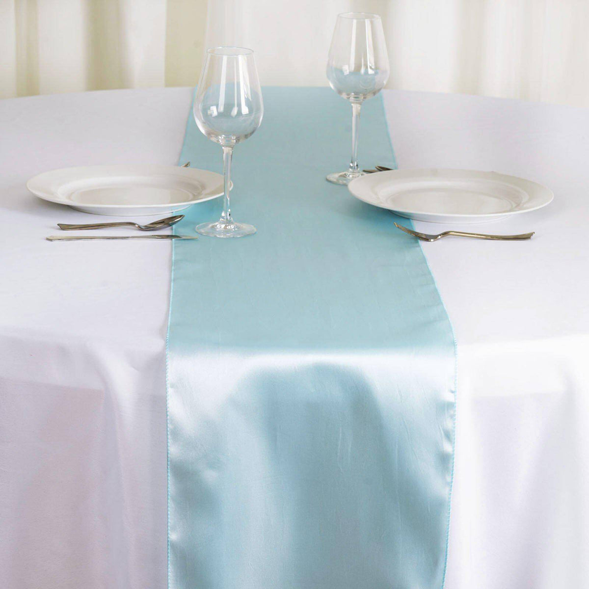 Satin 12"x108" Table Runner Light Blue - Stylish Table Linen