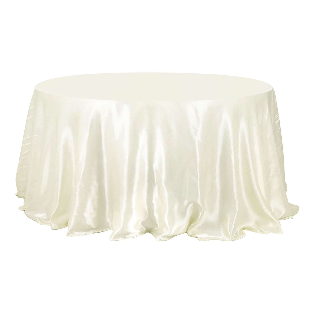 Satin 132" Round Tablecloth Ivory - Stylish Seamless Table Cover