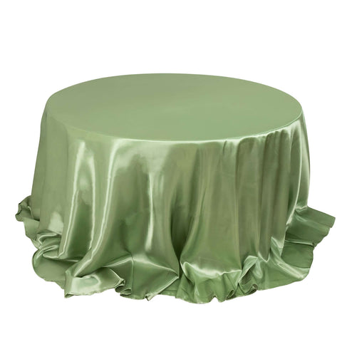 Satin 132" Round Tablecloth Sage Green - Stylish Seamless Table Cover