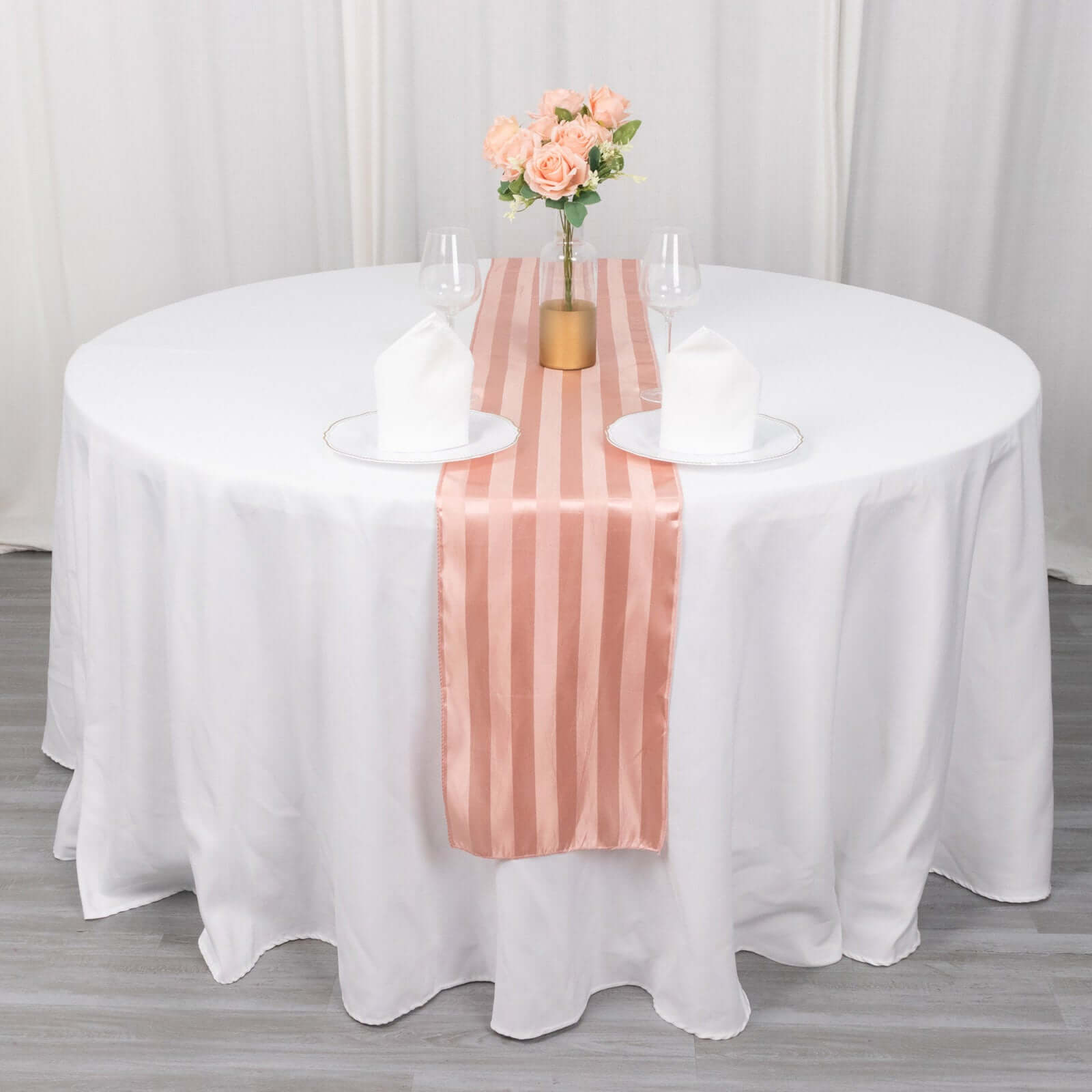 Satin 12"x108" Table Runner Dusty Rose - Stripe Table Decor