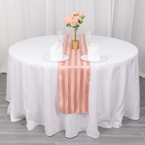 Satin 12"x108" Table Runner Dusty Rose - Stripe Table Decor