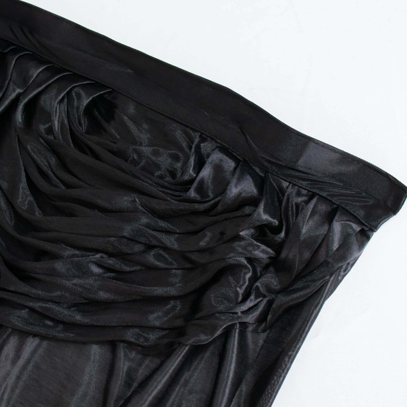 Satin 14ft Table Skirt Black Pleated Double Drape Design - Soft & Graceful for Events