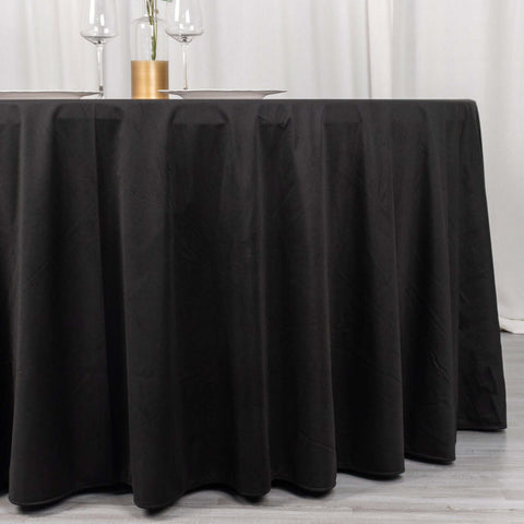 Scuba Round 120" Tablecloth Black - Wrinkle Free & Stain Resistant Seamless Table Cover for Weddings & Events
