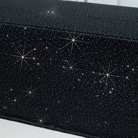 Scuba Rectangular Tablecloth 90"×156" Black with Rhinestone Accents – Seamless, Wrinkle-Free, Stain-Resistant Event Linen