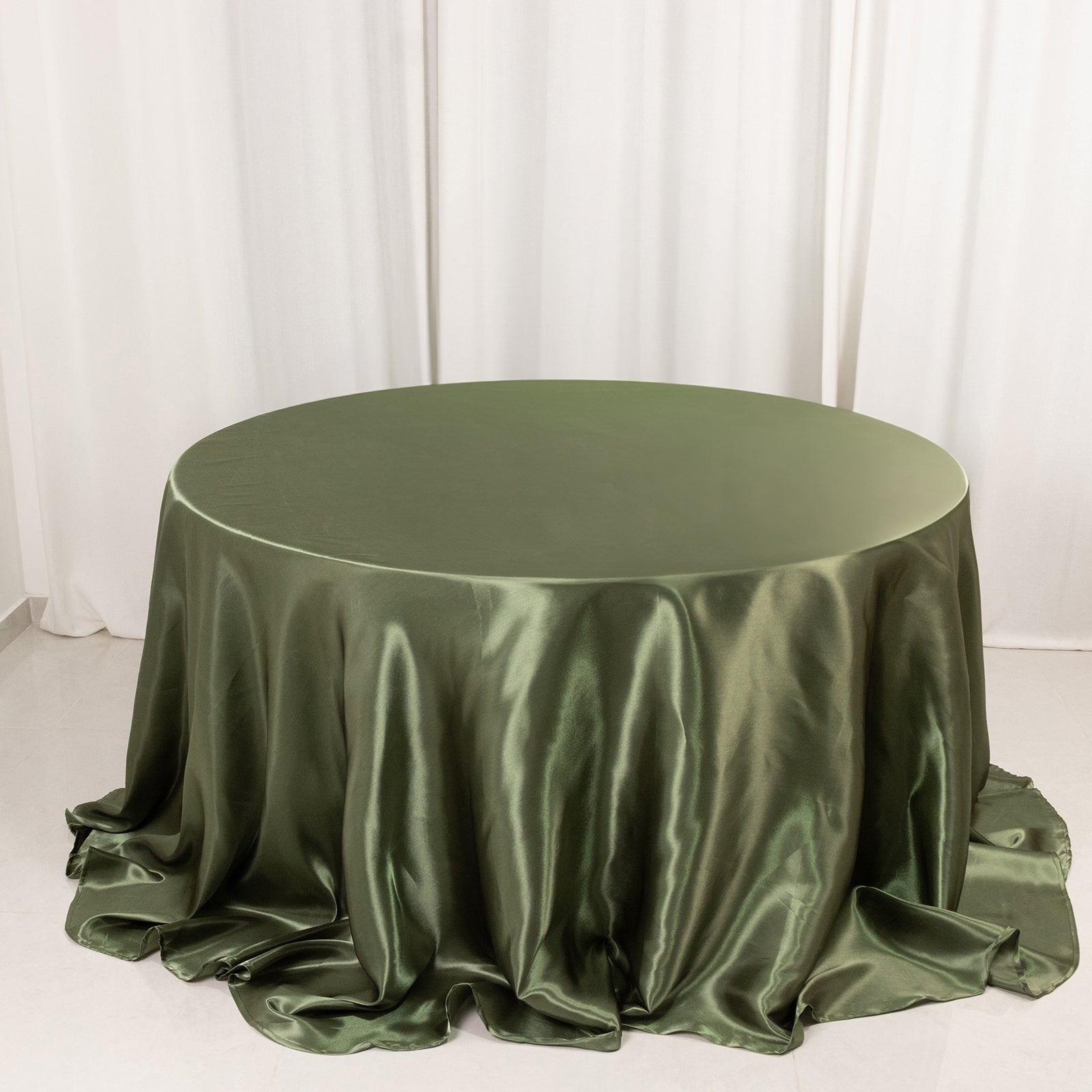 Satin 132" Round Tablecloth Dusty Sage Green - Stylish Seamless Table Cover