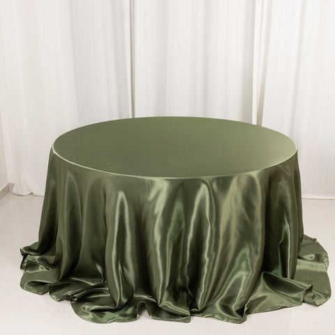 Satin 132" Round Tablecloth Dusty Sage Green - Stylish Seamless Table Cover