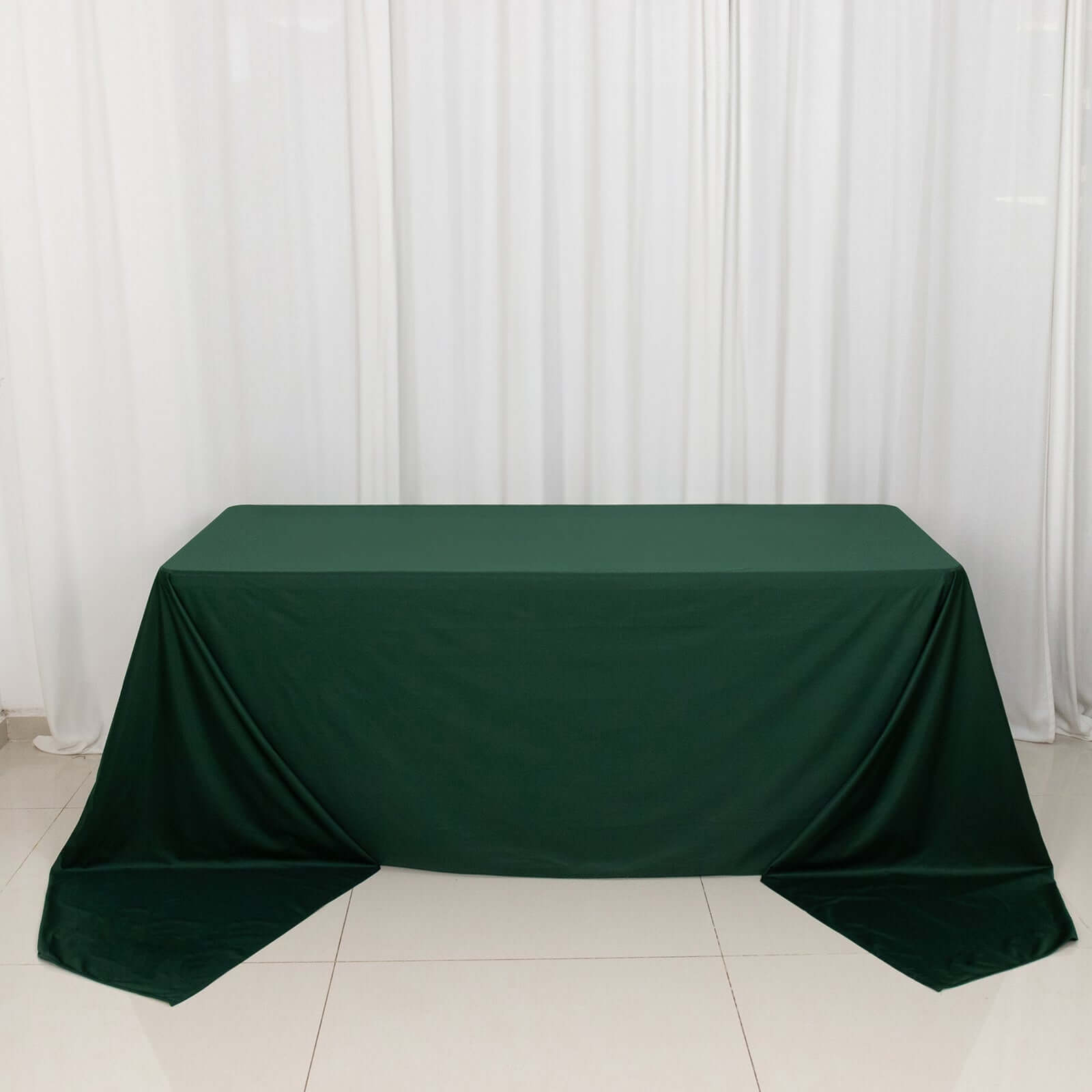 Scuba Rectangular 90"x156" Tablecloth Hunter Emerald Green - Wrinkle Free, Stain Resistant & Seamless Table Cover