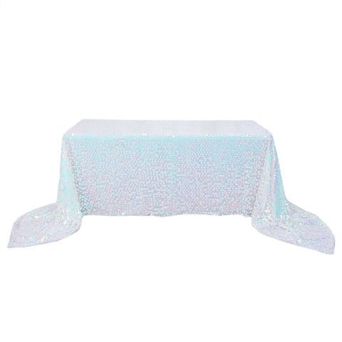 Sequin 90"x156" Rectangle Tablecloth Iridescent Blue - Seamless Big Payette Table Cover