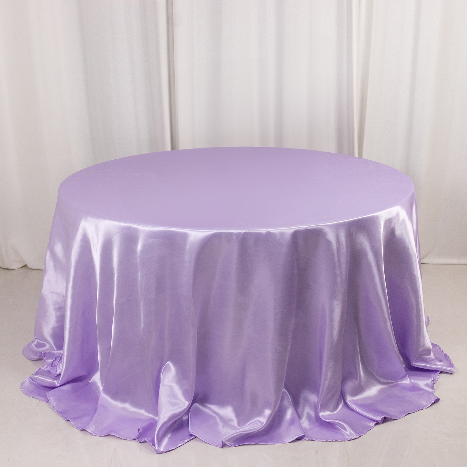 Satin 132" Round Tablecloth Lavender Lilac - Stylish Seamless Table Cover