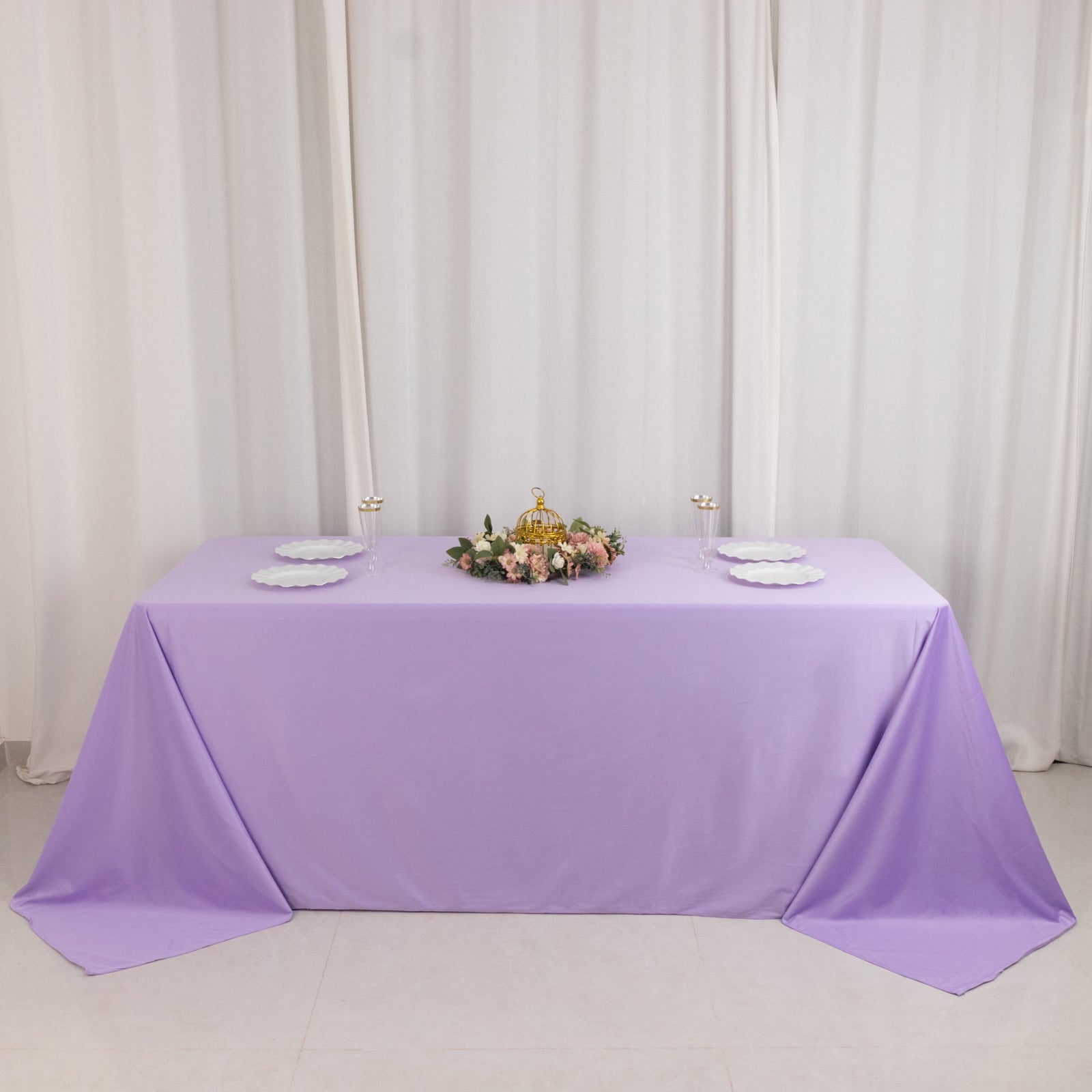 Scuba Rectangular 90"x132" Tablecloth Lavender Lilac - Wrinkle Free, Stain Resistant & Seamless Table Cover