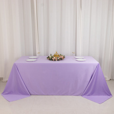 Scuba Rectangular 90"x132" Tablecloth Lavender Lilac - Wrinkle Free, Stain Resistant & Seamless Table Cover