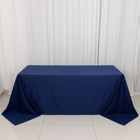 Scuba Rectangular 90"x132" Tablecloth Navy Blue - Wrinkle Free, Stain Resistant & Seamless Table Cover