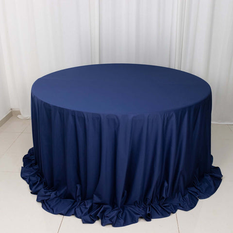 Scuba Round 132" Tablecloth Navy Blue - Wrinkle Free & Stain Resistant Seamless Table Cover