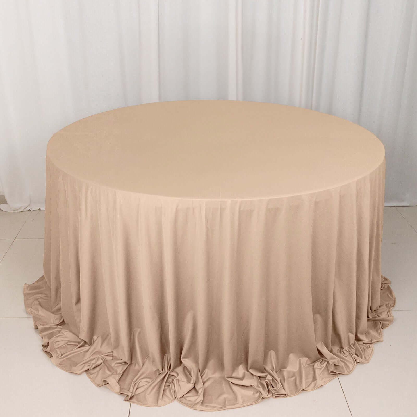 Scuba Round 132" Tablecloth Nude - Wrinkle Free & Stain Resistant Seamless Table Cover