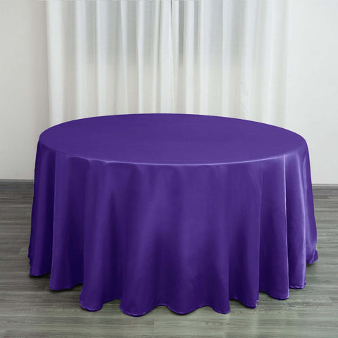 Satin 120" Round Tablecloth Purple - Stylish Seamless Table Cover