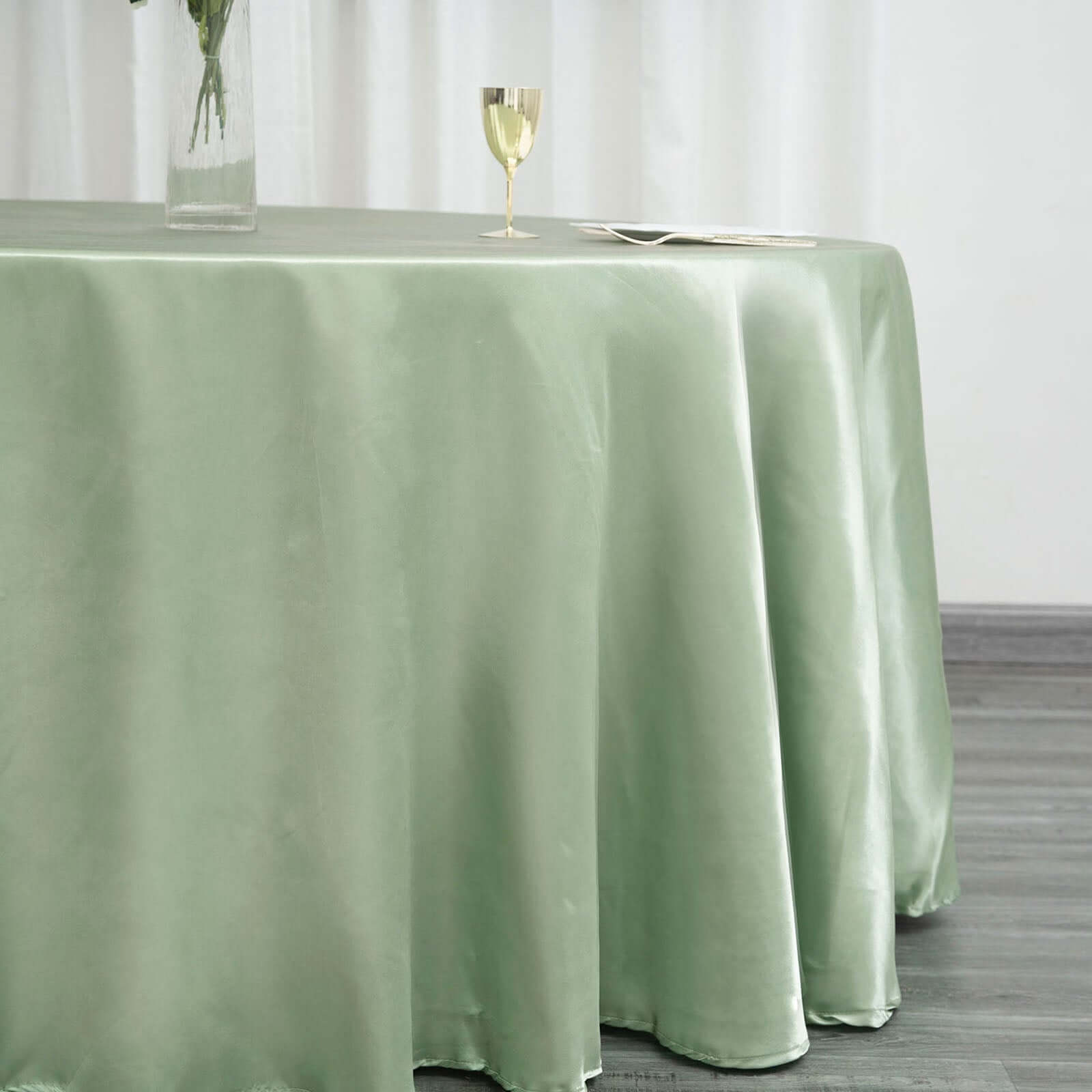 Satin 120" Round Tablecloth Sage Green - Stylish Seamless Table Cover