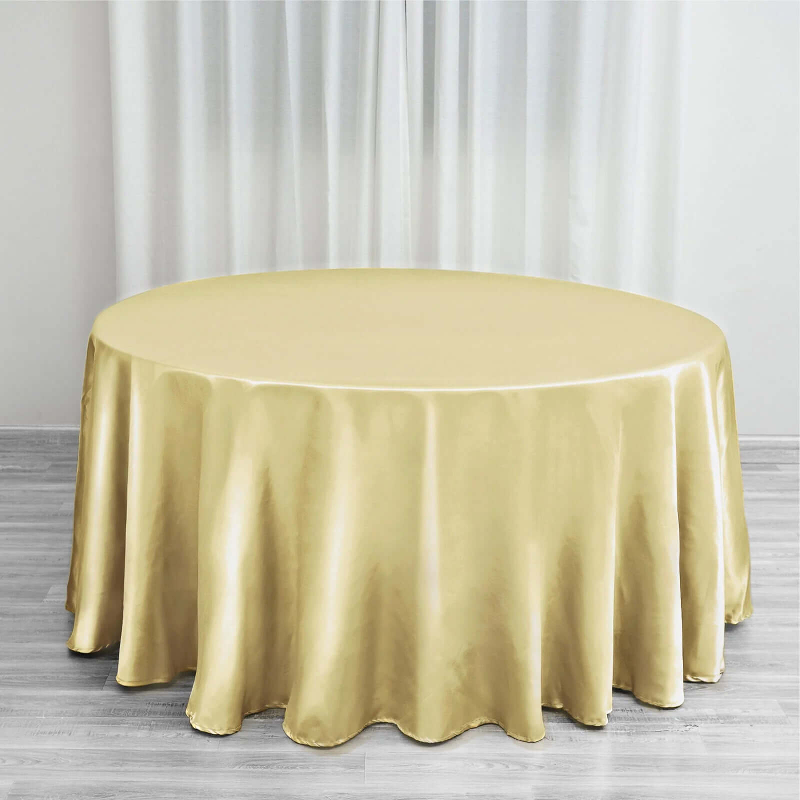 Satin 120" Round Tablecloth Champagne - Stylish Seamless Table Cover