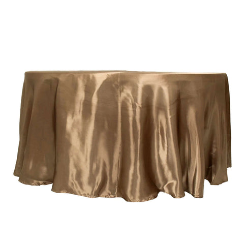 Satin 120" Round Tablecloth Taupe - Stylish Seamless Table Cover