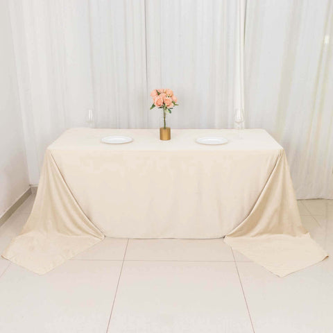 Scuba Rectangular 90"x156" Tablecloth Beige - Wrinkle Free, Stain Resistant & Seamless Table Cover