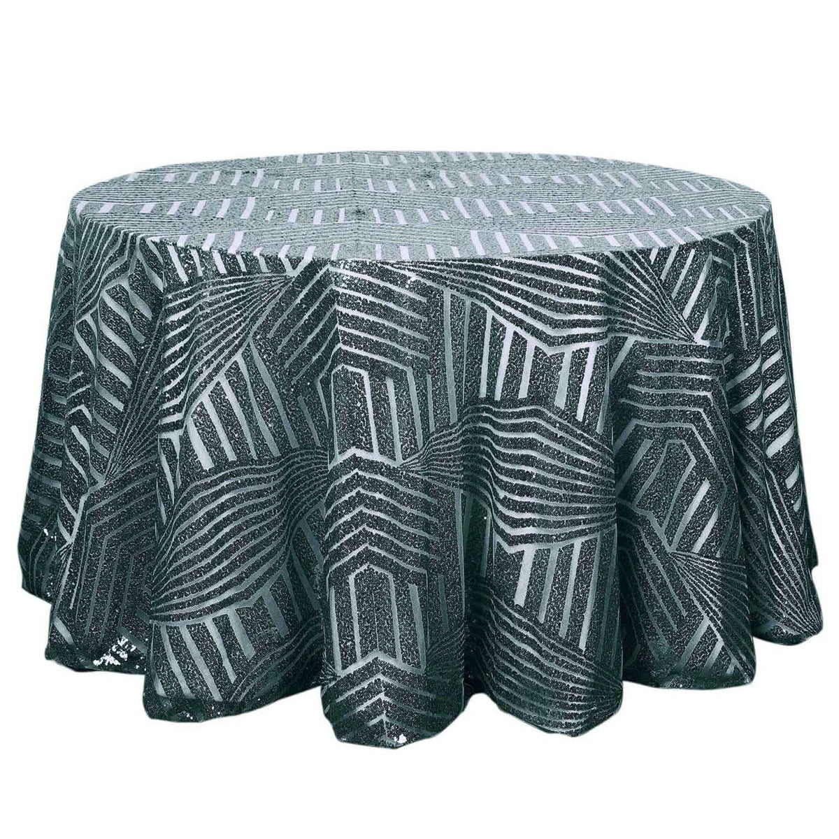 Sequin 120" Round Tablecloth Hunter Emerald Green - Seamless Diamond Glitz Table Cover