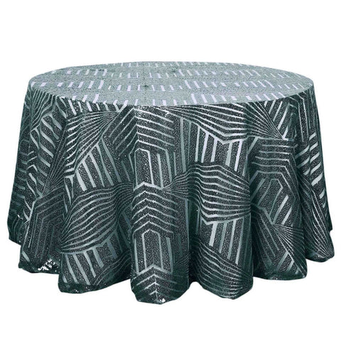 Sequin 120" Round Tablecloth Hunter Emerald Green - Seamless Diamond Glitz Table Cover