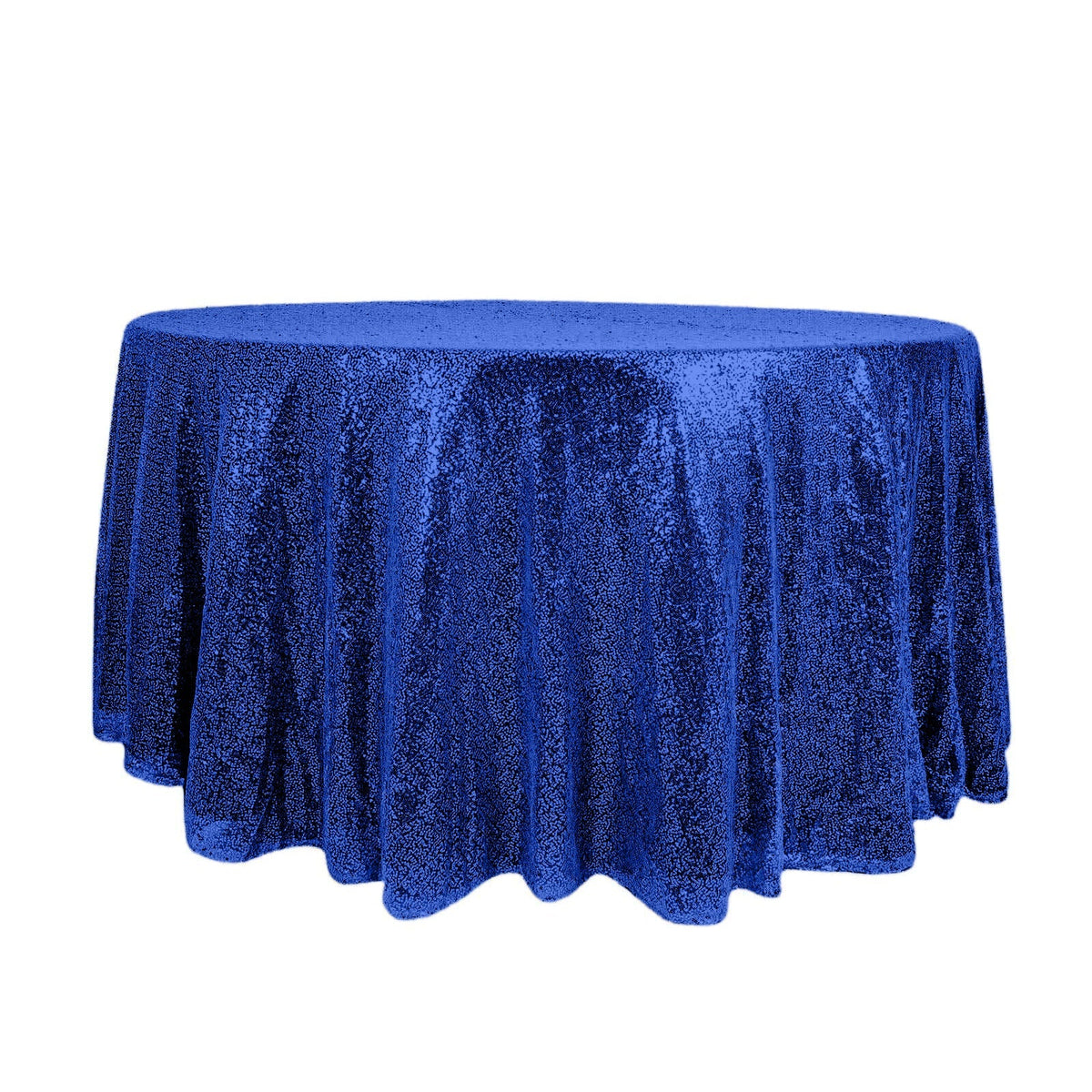 Sequin 120" Round Tablecloth Royal Blue - Seamless Glittering Table Cover
