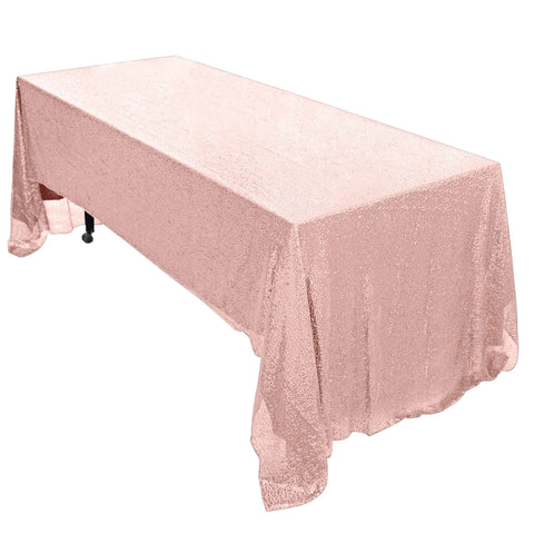 Sequin 60"x126" Rectangle Tablecloth Rose Gold - Glittering Finish Table Cover