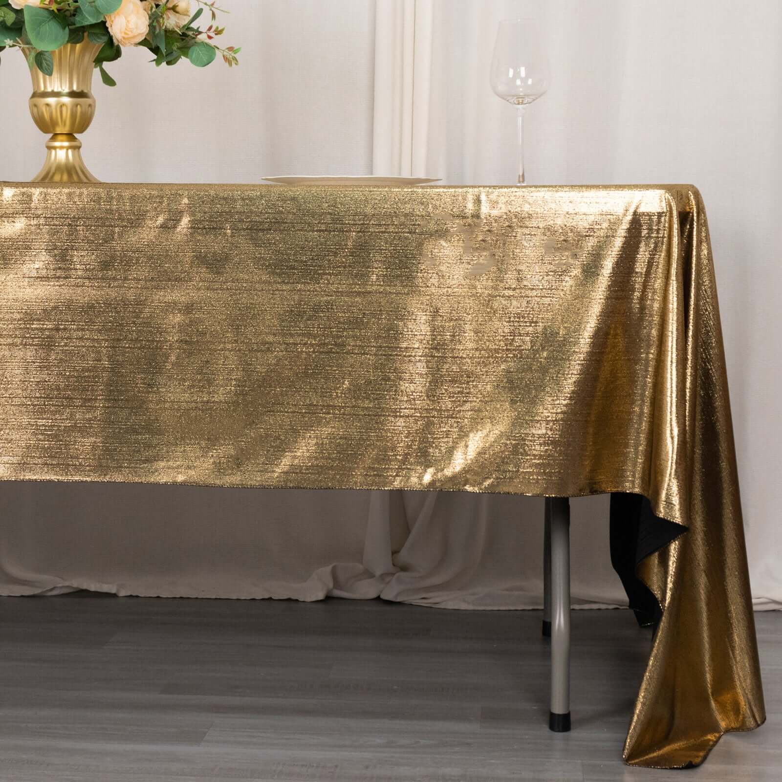 Sequin Dots Polyester 60"x126" Rectangle Tablecloth Shimmering Antique Gold - Wrinkle Free & Sparkling Table Cover