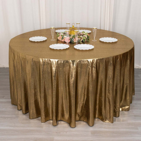 Sequin Dots Polyester Round 120" Tablecloth Shimmering Antique Gold - Wrinkle Free & Sparkling Table Cover