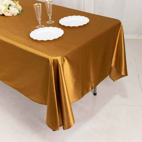 Scuba Rectangular 60"x102" Tablecloth Shimmering Gold - Wrinkle Free, Stain Resistant & Seamless Table Cover for Weddings and Parties