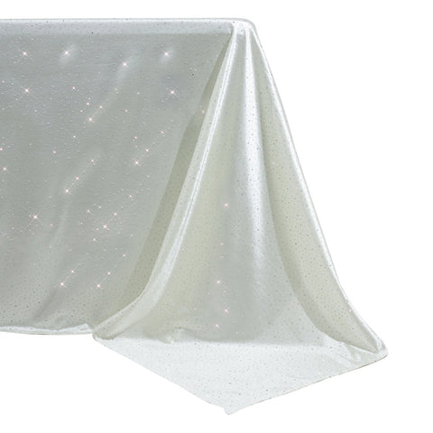 Scuba Rectangular Tablecloth 90"×132" Pearl White with Rhinestone Accents – Seamless, Wrinkle-Free, Stain-Resistant Event Linen