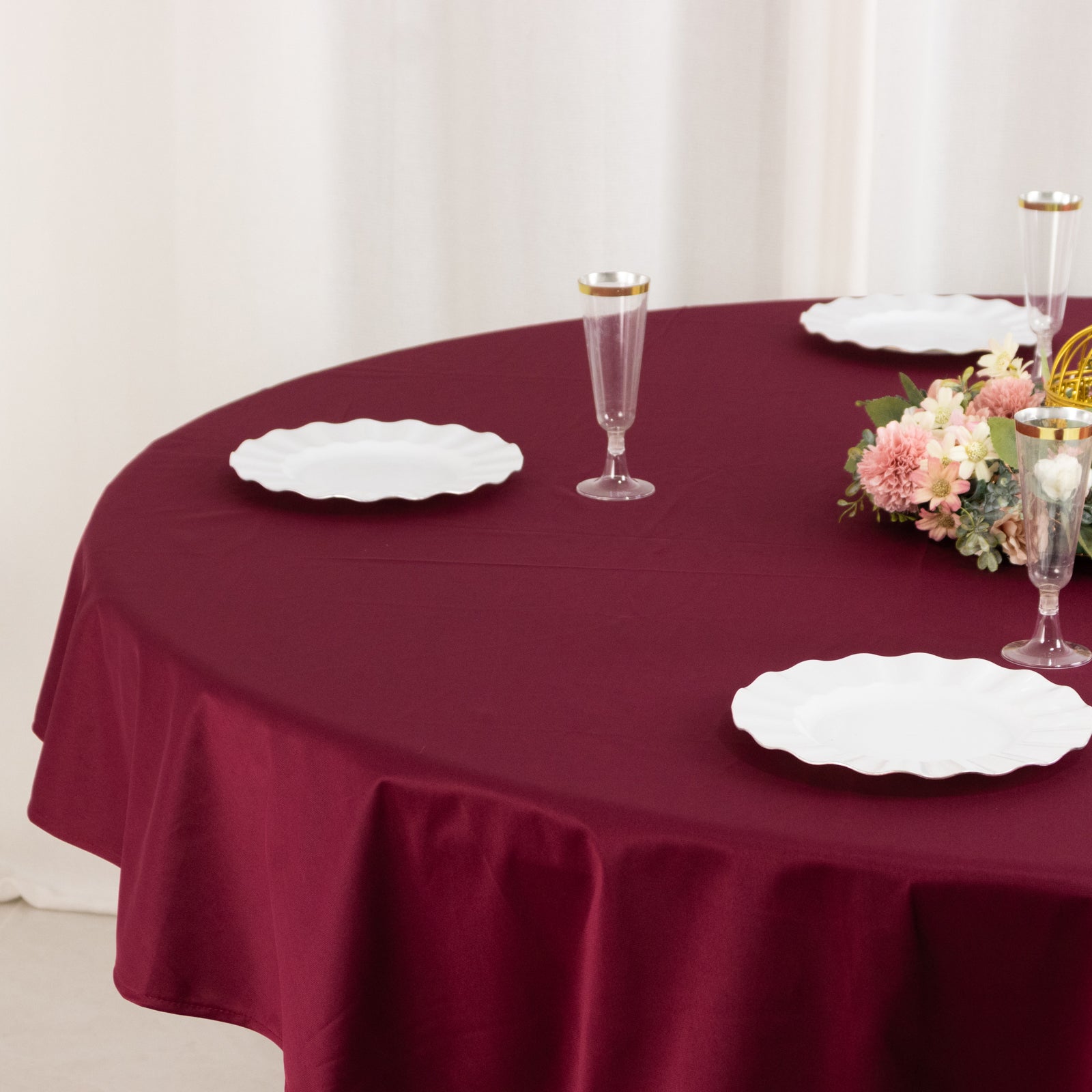 Scuba Round 70" Tablecloth Burgundy - Wrinkle Free & Stain Resistant Table Cover