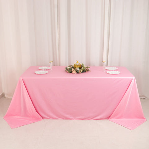 Scuba Rectangular 90"x132" Tablecloth Pink - Wrinkle Free, Stain Resistant & Seamless Table Cover
