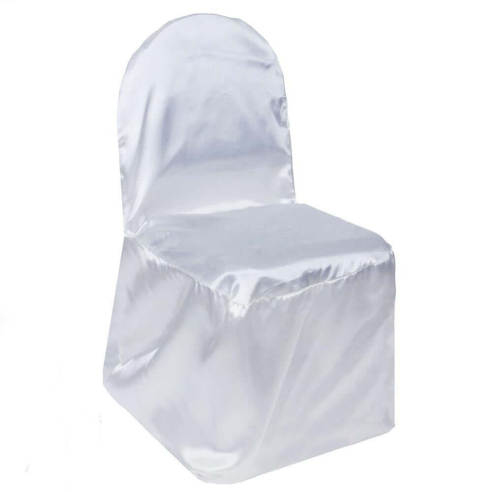 Satin Chair Covers for Banquet Chairs White with Glossy Finish - Stylish Reusable Covers for Formal Gatherings