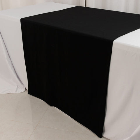 Scuba Polyester 36"x72" Wide Table Runner Black - Wrinkle-Free Trade Show Table Linen