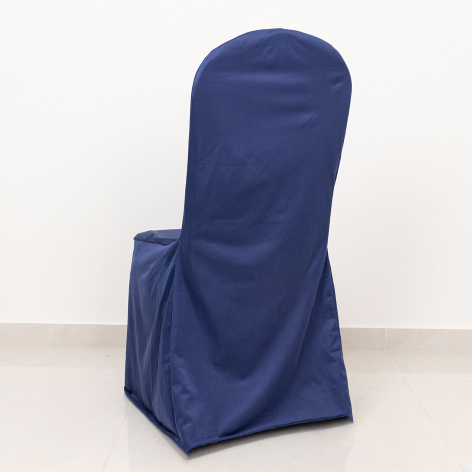 Scuba Stretch Chair Cover Navy Blue for Banquet Chairs Slim Fit Design - Wrinkle Free and Durable Slipcover