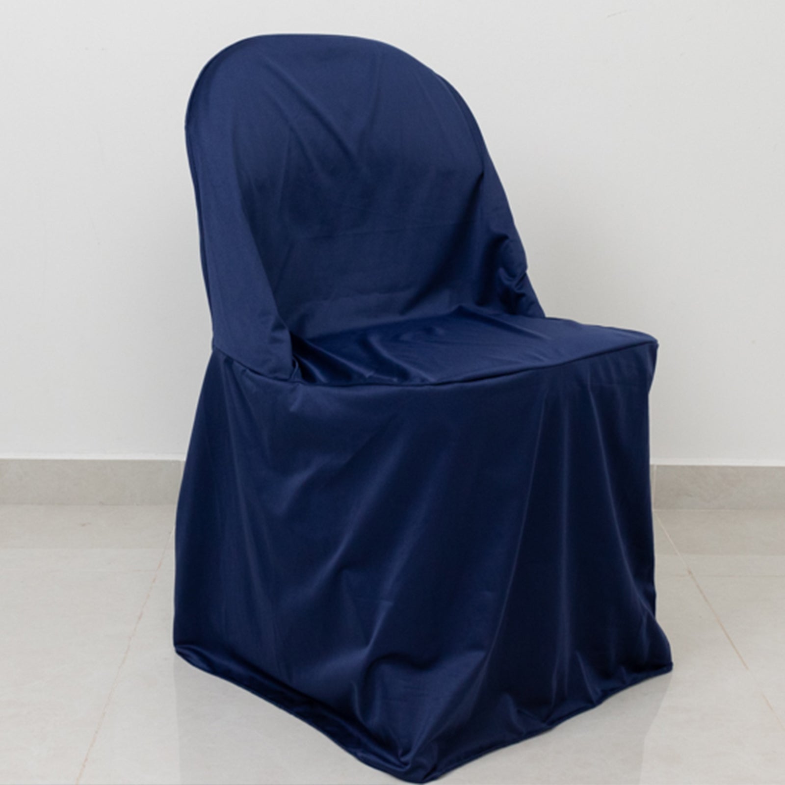 Scuba Stretch Folding Chair Cover Navy Blue - Wrinkle Free & Durable Slipcover