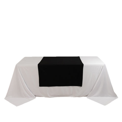 Scuba Polyester 36"x72" Wide Table Runner Black - Wrinkle-Free Trade Show Table Linen
