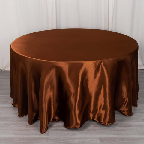 Satin 120" Round Tablecloth Cinnamon Brown - Stylish Seamless Table Cover