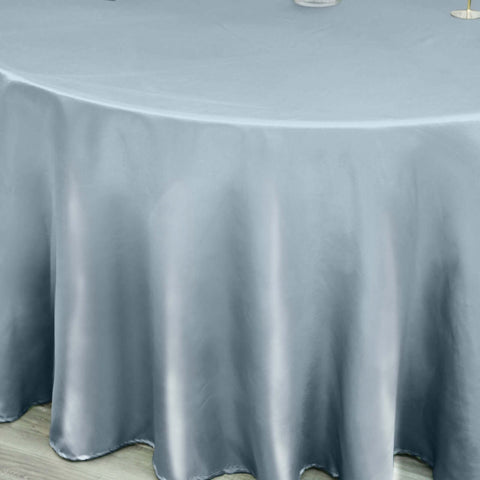 Satin 120" Round Tablecloth Dusty Blue - Stylish Seamless Table Cover