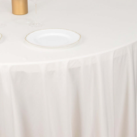 Scuba Round 132" Tablecloth Ivory - Wrinkle Free & Stain Resistant Seamless Table Cover