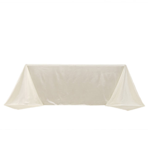 Scuba Rectangular 90"x132" Tablecloth Shimmering Pearl White - Wrinkle Free & Stain Resistant Seamless Table Cover