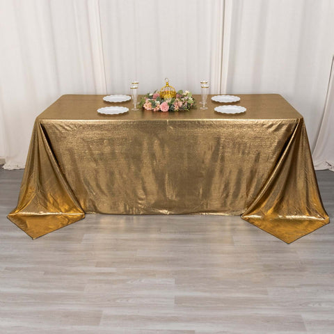 Sequin Dots Polyester 90"x132" Rectangle Tablecloth Shimmering Antique Gold - Seamless, Glittering & Wrinkle Free Table Cover