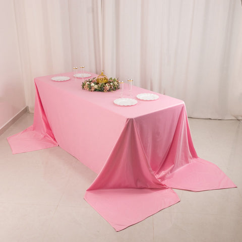 Scuba Rectangular 90"x156" Tablecloth Pink - Wrinkle Free, Stain Resistant & Seamless Table Cover